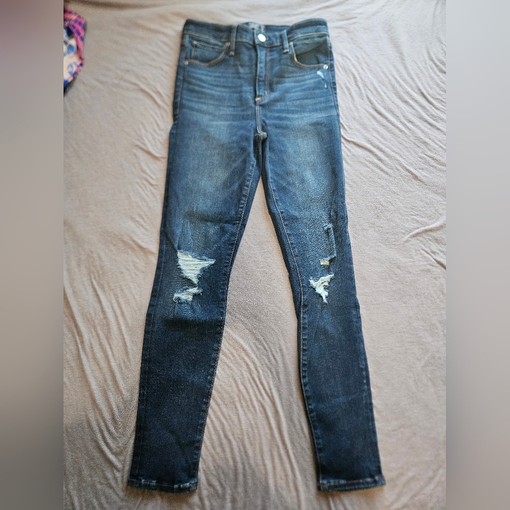Abercrombie & Fitch Blue Skinny Distressed Jeans